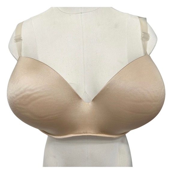 Cacique Strapless Bra Clear Straps Convertible Padded Beige‎ 42DDD - Picture 1 of 10